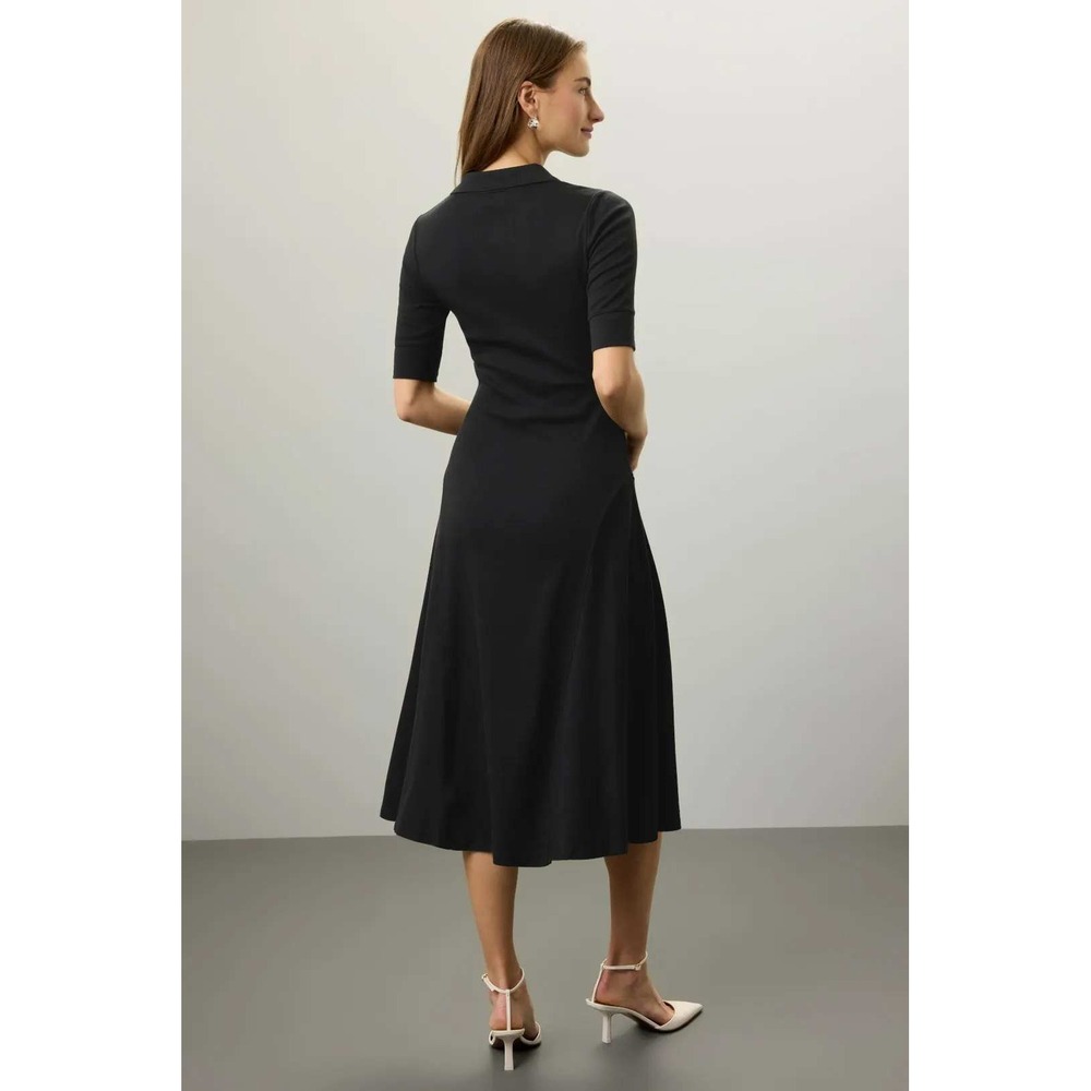 Ralph Lauren Polo Dress Black Short Sleeve A-Line Midi Womens XS - Picture 2 of 12